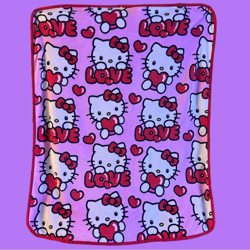 Hello Kitty Love-Themed Pink and Red  Blanket 44” x 54”